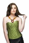 Pea Green Silk Overbust Top & Long Faux Leather Corset Dress