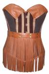 Brown Leather Cotton Fashion Waist Training Bustier Overbust Corset Top