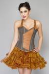 Women's Corsets Cotton & Leather Straps Overbust Top & Tissue Tutu Skirt Corset Dress