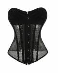 Sexy Black Mesh Net Gothic Bustier Waist Training Lingerie Overbust Sheer Corset Costume