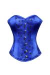 Blue Satin Stars Print Gothic Waist Training Bustier Steampunk Overbust Corset Costume