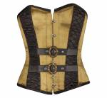 Women’s Alpine Yellow Satin & Black Velvet Gothic Steampunk Bustier Waist Training Overbust Corset Costume
