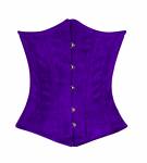 Purple Velvet Fabric Front Open Busk Waist Cincher Women Underbust Corset