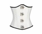 Women’s White Leather Seal Lock Gothic Steampunk Bustier Waist Training Underbust Corset Costume