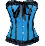 Smashing Blue Satin Overbust Corset Top Smashing Blue Satin Overbust Corset Top