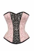 Pink & Black Silver Brocade Gothic Burlesque Bustier Waist Training Overbust Corset Costume Pink & Black Silver Brocade Gothic Burlesque Bustier Waist Training Overbust Corset Costume