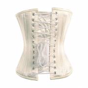 White Satin Double Bone Gothic Burlesque Waist Training Bustier Overbust Corset Costume White Satin Double Bone Gothic Burlesque Waist Training Bustier Overbust Corset Costume