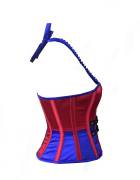 Red and Blue Poly Satin Shoulder Strap Bustier Waist Training Steampunk Overbust Corset Top Red and Blue Poly Satin Shoulder Strap Bustier Waist Training Steampunk Overbust Corset Top