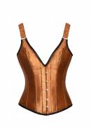 Apricot Silk Shoulder Strap Bustier Waist Training Overbust Corset Costume Apricot Silk Shoulder Strap Bustier Waist Training Overbust Corset Costume