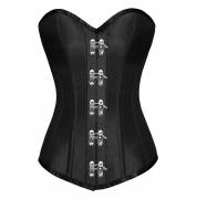Wmen's Corset Black Satin Silver Seal Lock Bustier Waist Training Halloween LONG Overbust Corset Wmen's Corset Black Satin Silver Seal Lock Bustier Waist Training Halloween LONG Overbust Corset