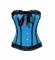 Blue Satin Gothic Retro Bustier Waist Training Overbust Corset Costume